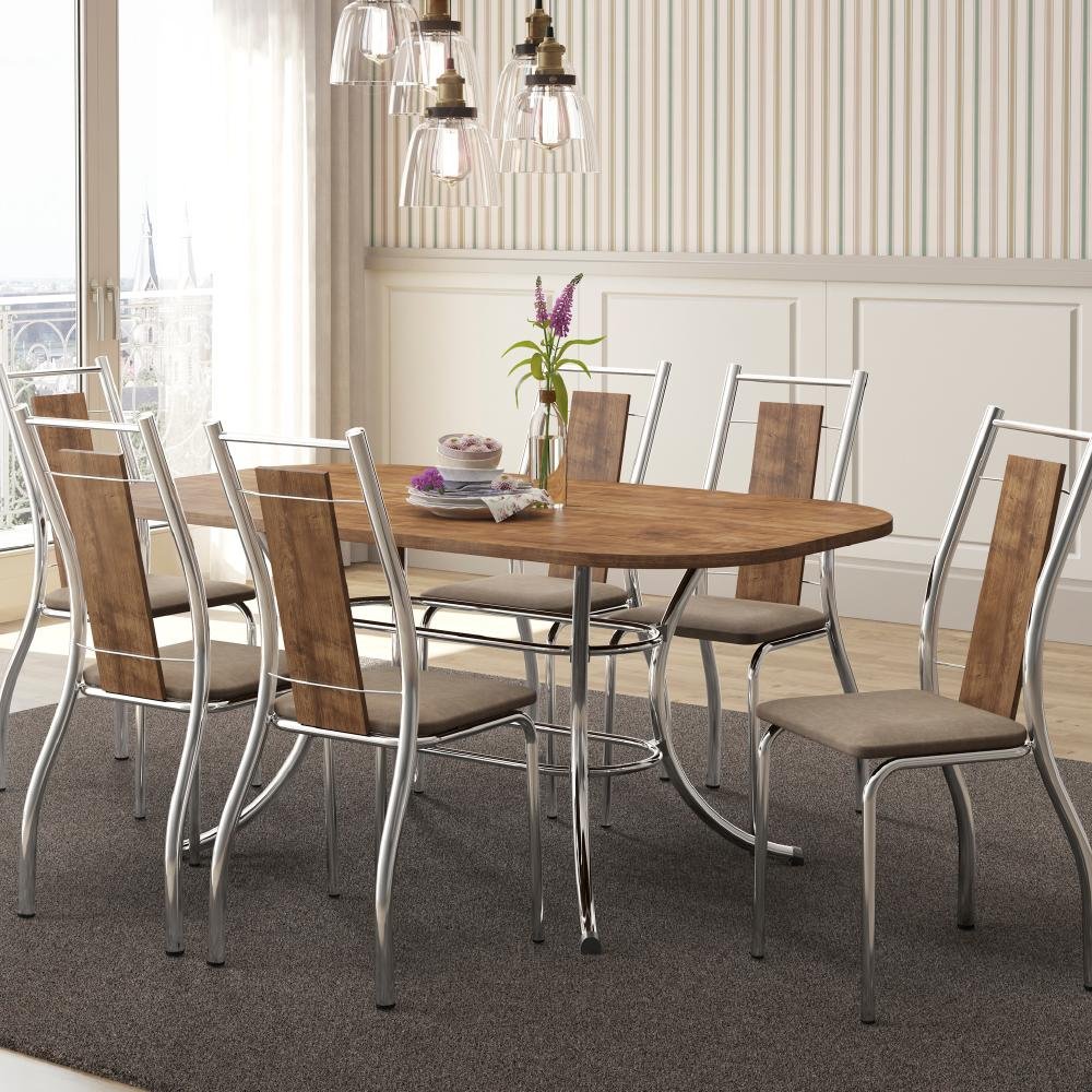 Conjunto Sala de Jantar Carraro Santorini com Mesa e 6 Cadeiras