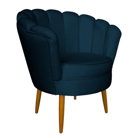 Poltrona Decorativa Sala de Estar Pétala Veludo Azul Marinho - Montanaris Decor MD MONTANARIS DECOR