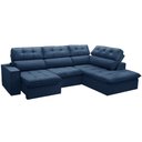 Ver imagem 1 de Sofá 4 Lugares Retrátil Reclinável Chaise Direito 288cm Solin F04 Veludo Azul - Lyam Decor