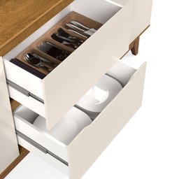 Aparador Buffet 2 Portas 2 Gavetas Balcão Multiuso Off White - 5