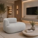 Ver imagem 2 de Sofá Puf Orgânico 140 cm 2 Lugares Consultório Recepção Sala:Cinza/Bouclé Lado Direito