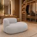 Ver imagem 1 de Sofá Puf Orgânico 140 cm 2 Lugares Consultório Recepção Sala:Cinza/Bouclé Lado Direito
