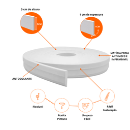 Rodateto EVA Autocolante 5cm Rt34 2 Metros MeuRodapé - 5 Rodateto EVA Autocolante 5cm Rt34 2 Metros MeuRodapé - 5