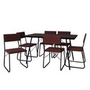Ver imagem 6 de Mesa Jantar Paraty 150cm Tampo Preto com Cadeiras 6 Cadeiras Angra Estofadas Preta e Marrom Preto