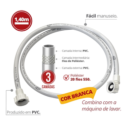 Entrada para Máquina de Lavar Trançada 3/4'' Tamanho 1,4m Durín - 2