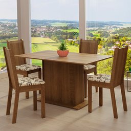 Conjunto Sala de Jantar Madesa Luana Mesa Tampo de Madeira com 4 Cadeiras Rustic/Bege Marrom Cor:Rus - 1