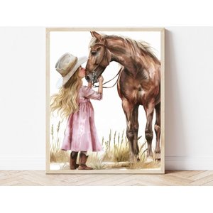 Quadro Decorativo Cowgirl Boiadeira Chapéu Cavalo Rodeio Quarto Menina Decoração