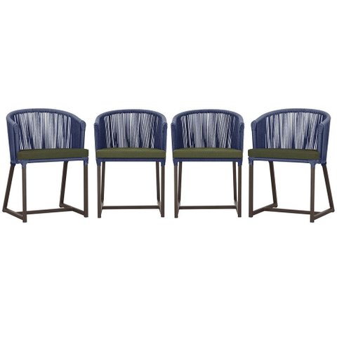 4 Cadeiras de Jantar Área Noronha em Alumínio com Pintura Marrom Corda Náutica E13 Trama Original