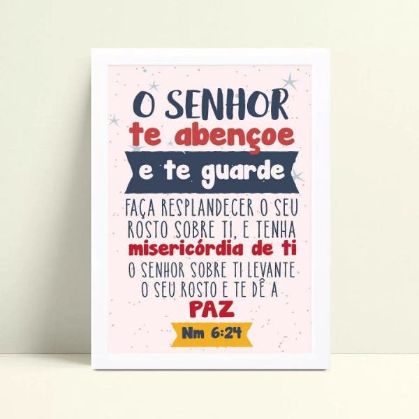 Quadro com moldura o Senhor te abençoe infantil | MadeiraMadeira