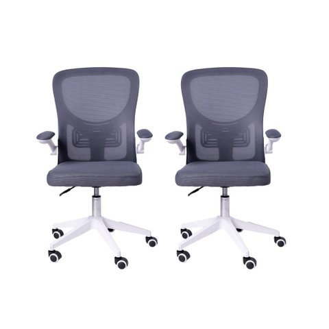 Kit 02 Cadeiras Escritório Rodizio Office Bytes Cinza
