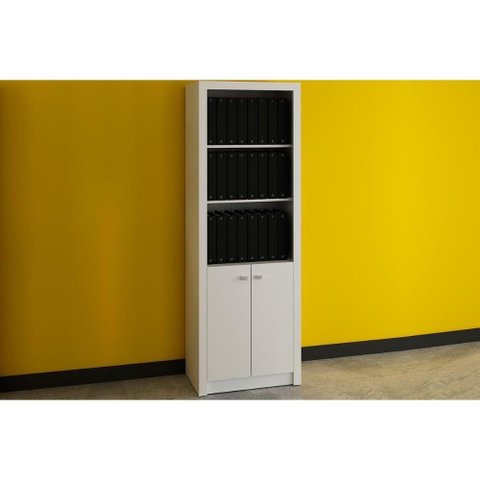 Estante Livreiro Solteiro Me4110 C/ 2 Portas e 3 Prateleiras Branco - Tecno Mobili