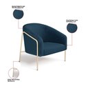 Ver imagem 3 de Poltrona Sala Industrial Alta Champanhe Stella Bouclê Azul M D03 - D’Rossi