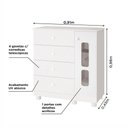 Ver imagem 4 de Cômoda Infantil Katatau 1 Portas 4 Gavetas Branco - Rede Móveis