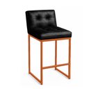 Ver imagem 6 de Banqueta Cozinha Alta com Encosto Industrial Kit 3 Bronze Lirina Pu Preto C05 - D’Rossi
