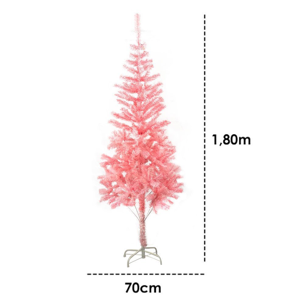 Árvore De Natal Rosa 72x33cm Decorada Exclusivo