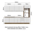 Ver imagem 4 de Armário de Cozinha Completa 310cm Rustic/Branco Stella Madesa 01