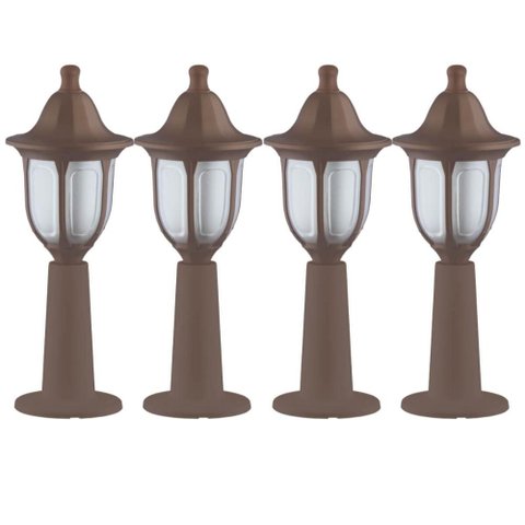 Kit 4 Luminárias de Chão Balizador Bivolt com Lente Fosca E27 Jardim Caminho Luminoso Dital
