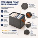 Ver imagem 3 de Caixa Organizadora Dobrável 47x28x20cm Multiuso Cinza para Roupas e Brinquedos