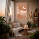 Ver imagem 1 de Quadro Canvas Bege Desenho Lua 40x30cm Mold Branca