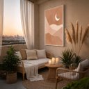 Ver imagem 2 de Quadro Canvas Bege Desenho Lua 40x30cm Mold Branca