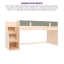 Ver imagem 4 de Cama Elevada com Escada Lateral em MDF Artsy Casatema MadeiraOriginals Natural/Verde