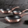 Jogo 3 Frigideiras Antiaderente Tripla Camada de Márore Rose Gold Berlinger Haus Cozinha Fritar Grel - 3