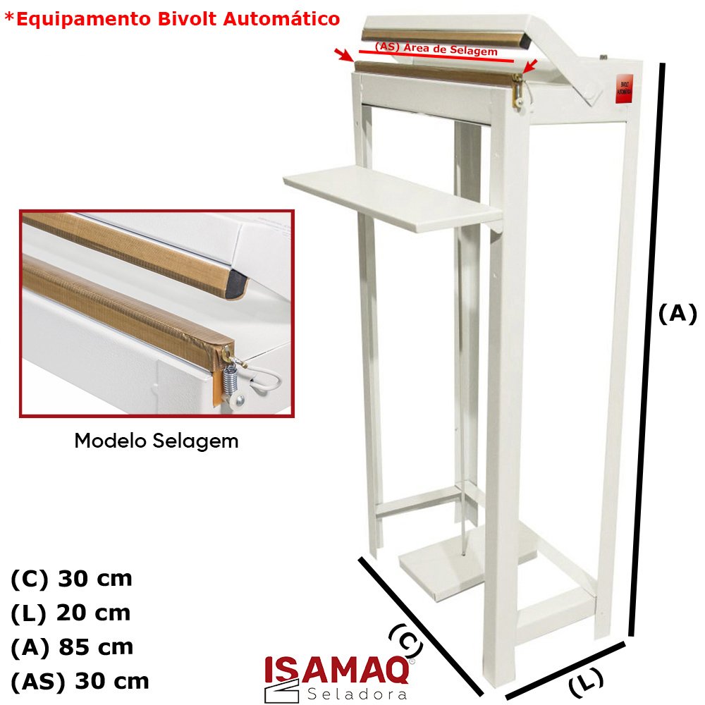 Seladora Pedal de Embalagens Plasticas 30cm Bivolt C/ Temporizador Isamaq - 2