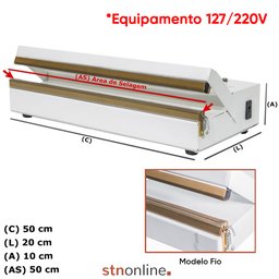 Seladora Para Sacos Plásticos Manual 50cm Sela e Corta stn - 2