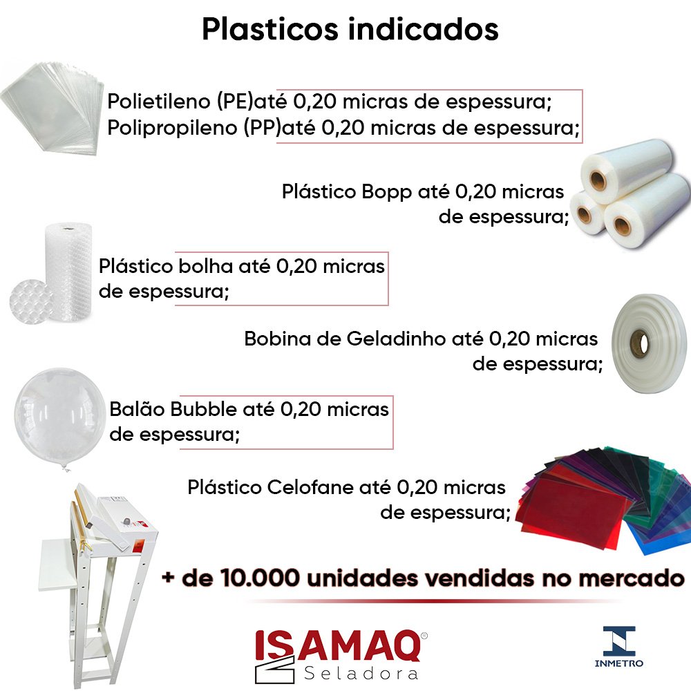 Seladora Pedal de Embalagens Plasticas 40cm Bivolt C/ Temporizador Isamaq - 4