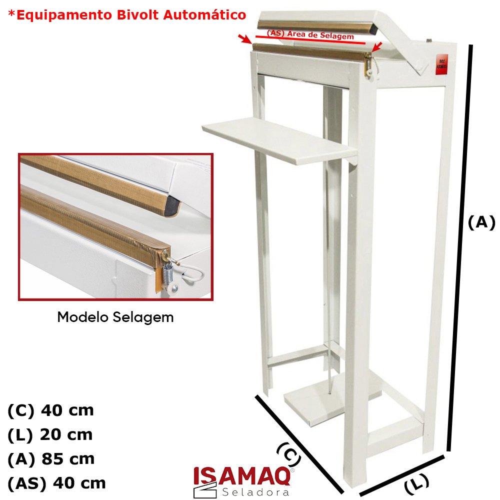 Seladora Pedal de Embalagens Plasticas 40cm Bivolt C/ Temporizador Isamaq - 2