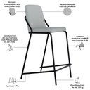 Ver imagem 2 de Kit 2 Banquetas Altas C01 Courino Saturno Off White Assento Estofado com Encosto Preto Lyam Decor