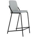 Ver imagem 3 de Kit 2 Banquetas Altas C01 Courino Saturno Off White Assento Estofado com Encosto Preto Lyam Decor