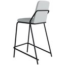 Ver imagem 5 de Kit 2 Banquetas Altas C01 Courino Saturno Off White Assento Estofado com Encosto Preto Lyam Decor