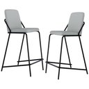 Ver imagem 1 de Kit 2 Banquetas Altas C01 Courino Saturno Off White Assento Estofado com Encosto Preto Lyam Decor