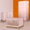 Ver imagem 1 de Conjunto Berço Mini Cama Slim, Cômoda Sapateira Slim e Guarda Roupa Rosa