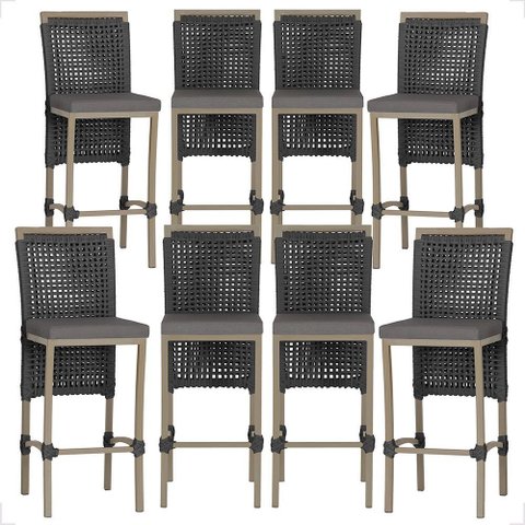 8 Banqueta em Alumínio Roma Fendi Corda Náutica Tecido 11