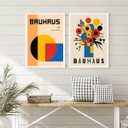 Ver imagem 2 de Kit 2 Quadros Arte Abstrata Bauhaus Flores 24x18cm - com Vidro:moldura Preta