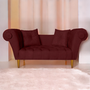 Ver imagem 2 de Namoradeira Recamier Sofá Decorativo 02 Lugares Dubai Suede Vermelho Bordo - Incasa Decor