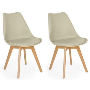 Kit 2 Cadeiras Eames Wood Leda Design - Nude