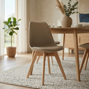 Ver imagem 1 de Kit 4 Cadeiras Polipropileno Leda Nude Base Wood La Mobilia para Sala de Jantar