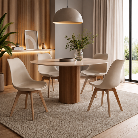 Kit 4 Cadeiras Saarinen Nude em Polipropileno para Sala de Jantar e Cozinha