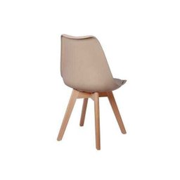 Kit 4 Cadeiras Polipropileno Leda Nude Base Wood La Mobilia para Sala de Jantar - 4 Kit 4 Cadeiras Polipropileno Leda Nude Base Wood La Mobilia para Sala de Jantar - 4