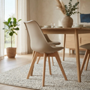 Ver imagem 5 de Kit 4 Cadeiras Polipropileno Leda Nude Base Wood La Mobilia para Sala de Jantar