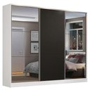 Ver imagem 3 de Guarda Roupa Casal 100% Mdf Madesa Zurique 3 Portas de Correr com Espelhos - Branco/preto