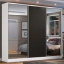 Ver imagem 1 de Guarda Roupa Casal 100% Mdf Madesa Zurique 3 Portas de Correr com Espelhos - Branco/preto