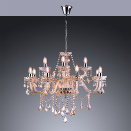 Lustre Pendente de Cristal Candelabro Maria Tereza Nice 12 lâmpadas E14 Bivolt:Champagne/110V/220V - 2