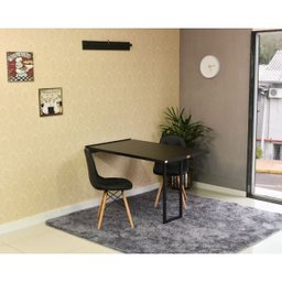 Kit Mesa Dobrável Retrátil 120x75 Preta + 2 Cadeiras Charles Eames Botonê - Preta - 1