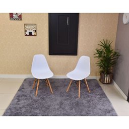 Kit Mesa Dobrável Retrátil 120x75 Preta + 2 Cadeiras Charles Eames Branca - 4