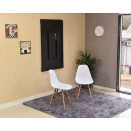 Kit Mesa Dobrável Retrátil 120x75 Preta + 2 Cadeiras Charles Eames Branca - 3