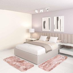 Jogo Tapete Passadeira Quarto 2 Uni Mescla Bege 50 X 140 Cm - 1